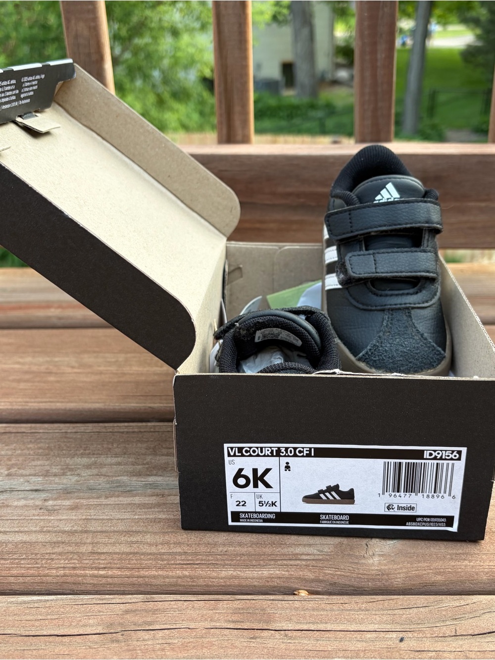 adidas Kids Black Sneakers with White Stripes and Gum Sole